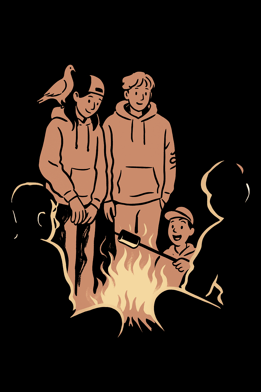 People gathered around a campfire